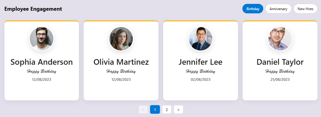 Employee Birthday & Anniversory SPFX Webpart